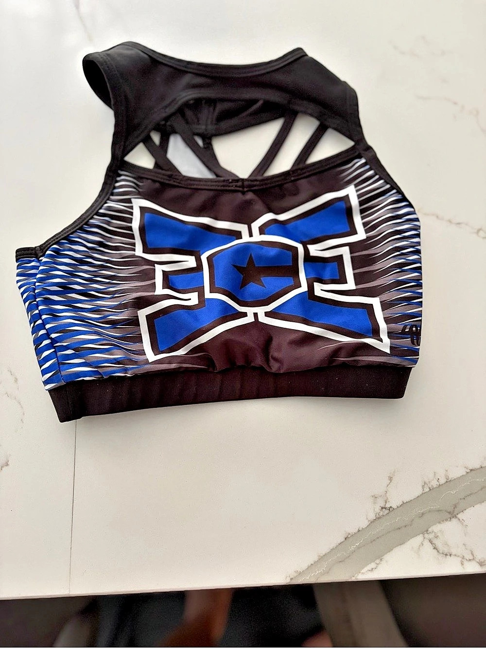 Varsity Spirit Sports Bra in Black & Blue Size Small